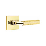 Emtek Select R-Bar Hammered Passage Lever Unlacquered Brass - Square Rosette Left Handed