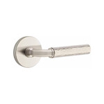 Emtek Select R-Bar Hammered Passage Lever Satin Nickel - Disk Rosette Right Handed