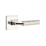 Emtek Select R-Bar Hammered Passage Lever Polished Nickel - Square Rosette Left Handed