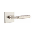 Emtek Select R-Bar Hammered Privacy Lever Satin Nickel - Square Rosette Left Handed