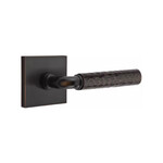Emtek Select R-Bar Hammered Privacy Lever Oil-Rubbed Bronze - Square Rosette Left Handed