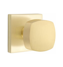 Emtek Freestone Privacy Knob Satin Brass - Square Rosette