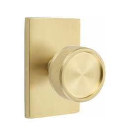 Emtek Conical Knurled Privacy Knob Satin Brass - Modern Rectangular