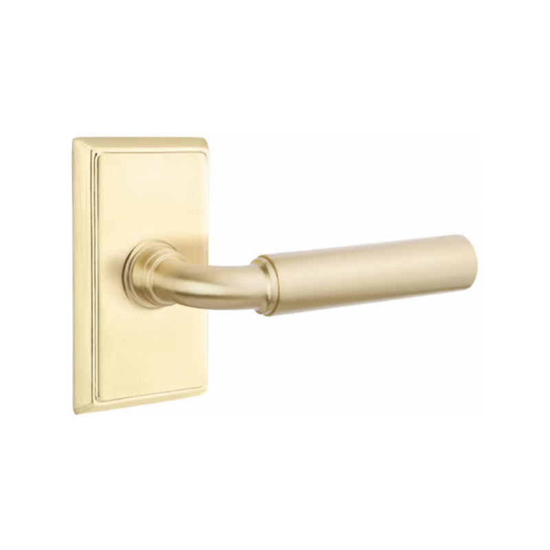 Emtek 5110-BA-US4 Basel Door Lever Passage Set With Square Rosette Satin  Brass 