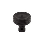 Top Knobs Brixton Ridged Knob Flat Black - 1 1/4 in