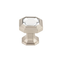 Crystal Emerald Knob Brushed Satin Nickel - 1 1/8 in