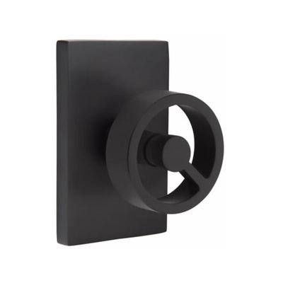 Emtek Spoke Privacy Knob Flat Black - Modern Rectangular Left Handed