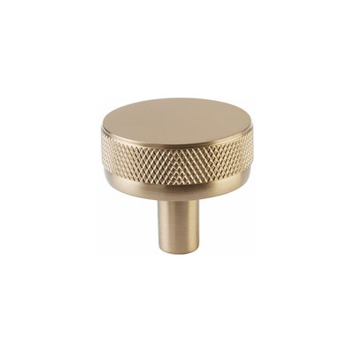 Emtek Select Conical Knurled Cabinet Knob Satin Brass - 1 1/4 in