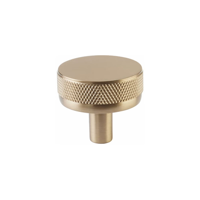 Select Conical Knurled Cabinet Knob Satin Brass - 1 1/4 in - Handles & More