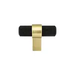 Berenson Radial Reign Knurled T-Knob Matte Black and Modern Brushed Gold - 2 in