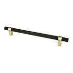 Berenson Radial Reign Knurled Pull Matte Black and Modern Brushed Gold - 8 13/16 in