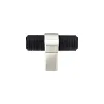 Berenson Radial Reign Knurled T-Knob Matte Black and Brushed Nickel - 2 in