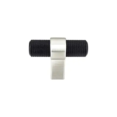 Berenson Radial Reign Knurled T-Knob Matte Black and Brushed Nickel - 2 in