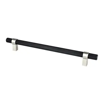 Berenson Radial Reign Knurled Pull Matte Black and Brushed Nickel - 8 13/16 in