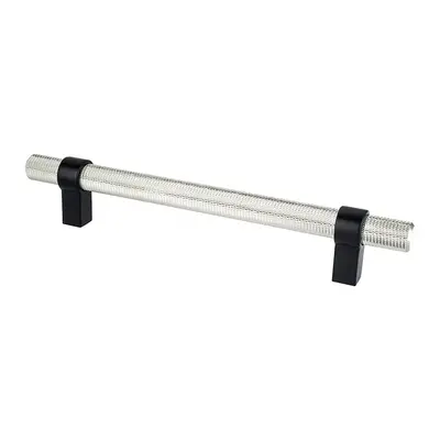 Berenson Radial Reign Knurled Pull Brushed Nickel and Matte Black - 6 1/4 in