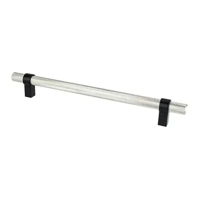 Berenson Radial Reign Knurled Pull Brushed Nickel and Matte Black - 8 13/16 in