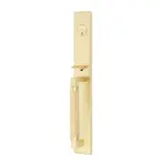 Emtek Hercules Knurled Entry Set L-Square Lever Satin Brass - Full Length Right Handed