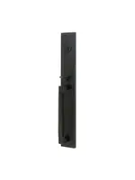 Emtek Hercules Knurled Entry Set L-Square Lever Flat Black - Full Length Right Handed