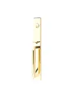 Emtek Hercules Smooth Entry Set L-Square Lever Unlacquered Brass - Full Length Right Handed