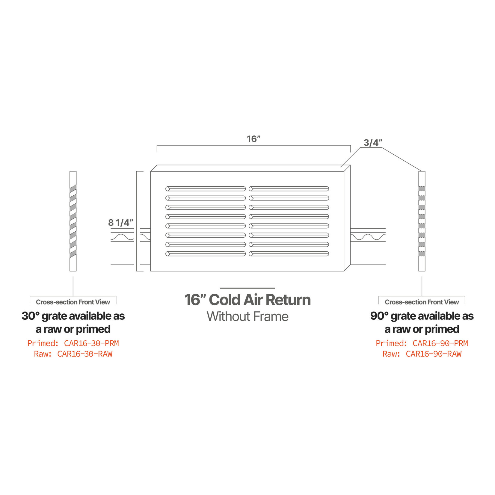 Outsource Zephyr Primed 30° Cold Air Return Without Frame