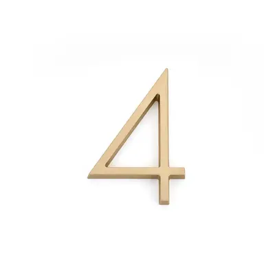 Emtek Modern House Number #4 Satin Brass - 7 in