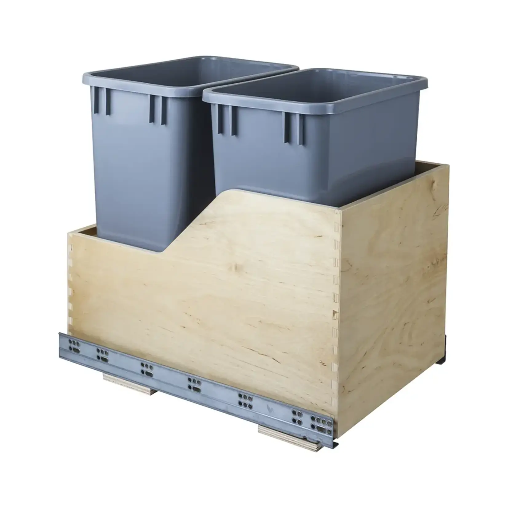 Hardware Resources Wooden Bottom Mount Waste Bin Pullout