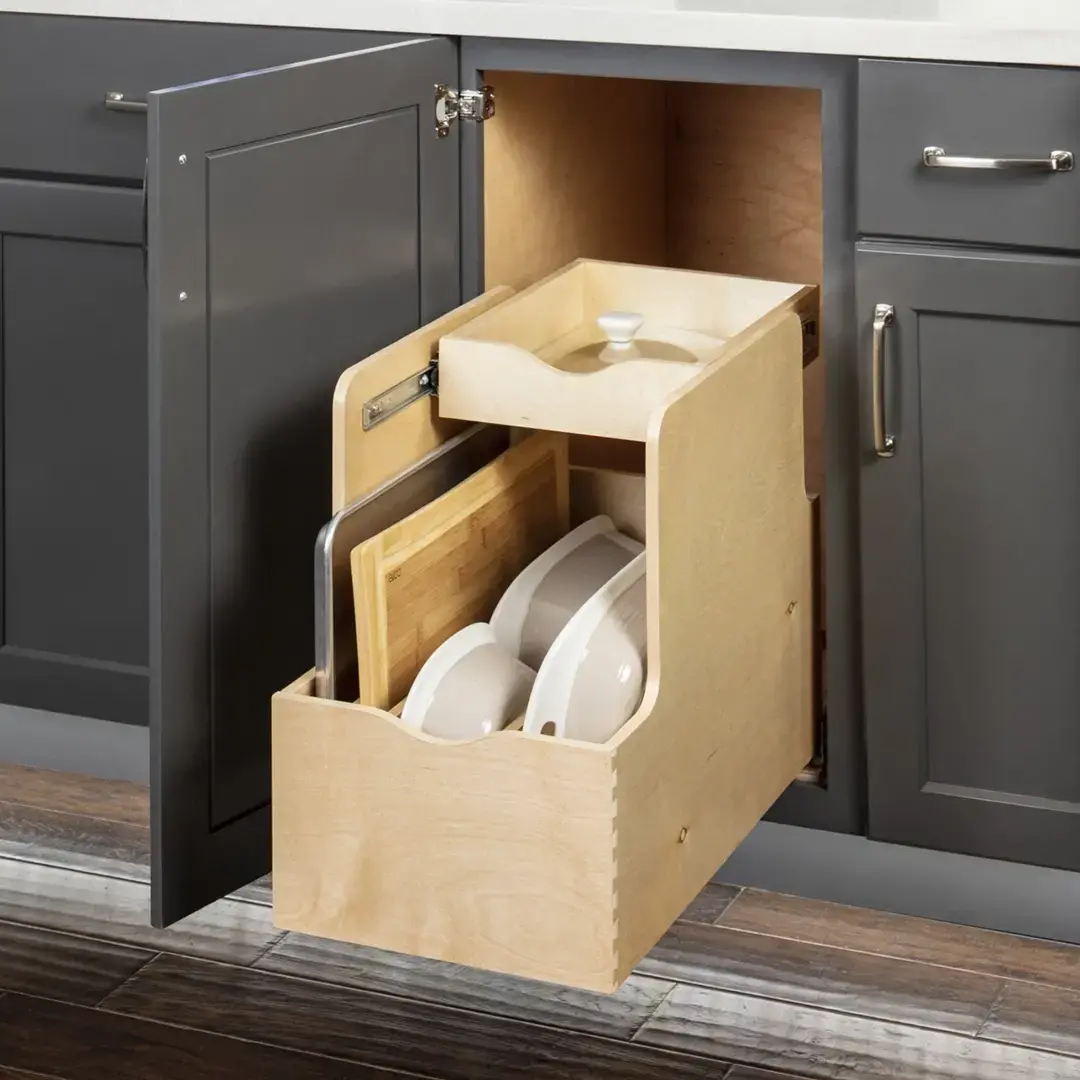 Hardware Resources Wood Double Drawer Cookware Rollout