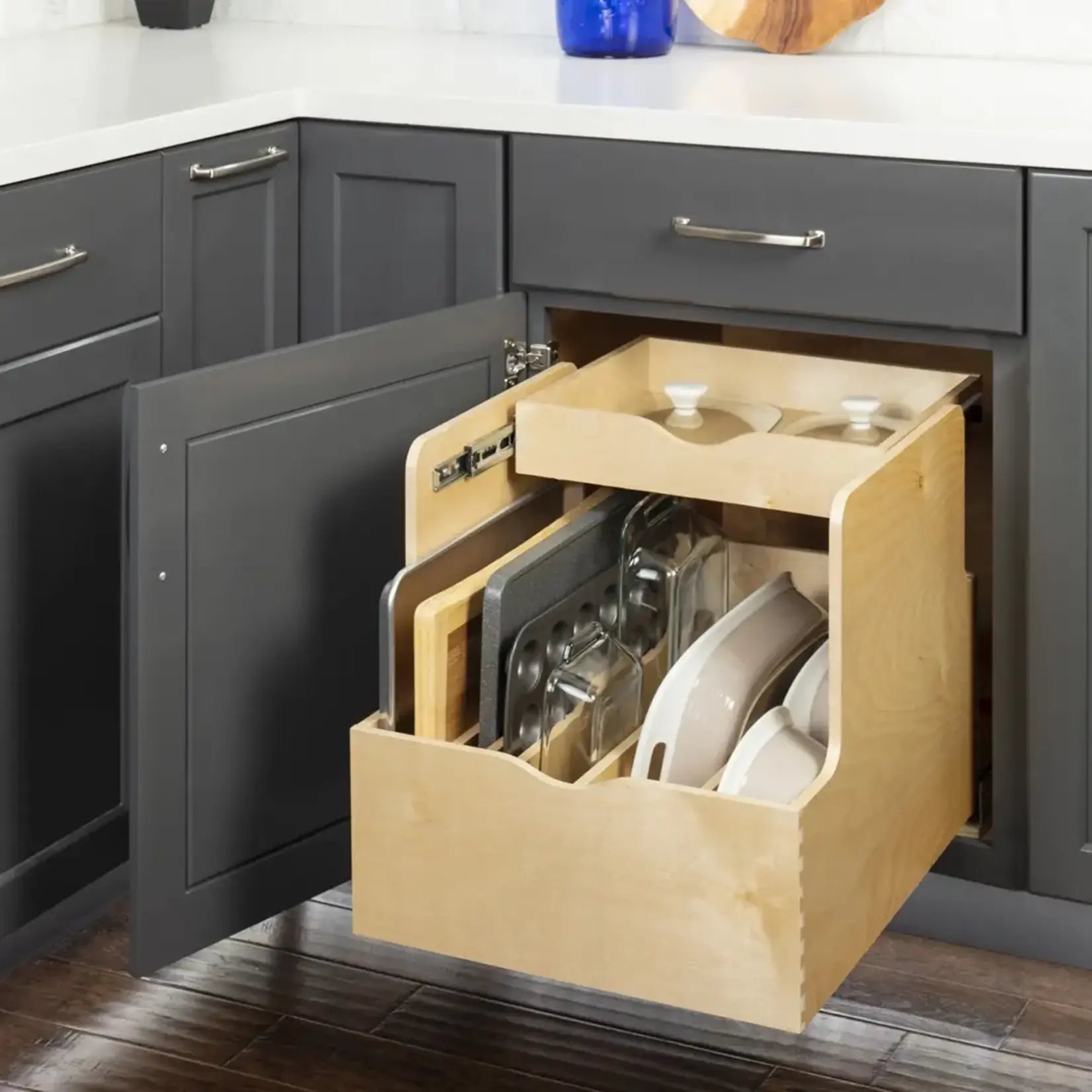 Hardware Resources Wood Double Drawer Cookware Rollout