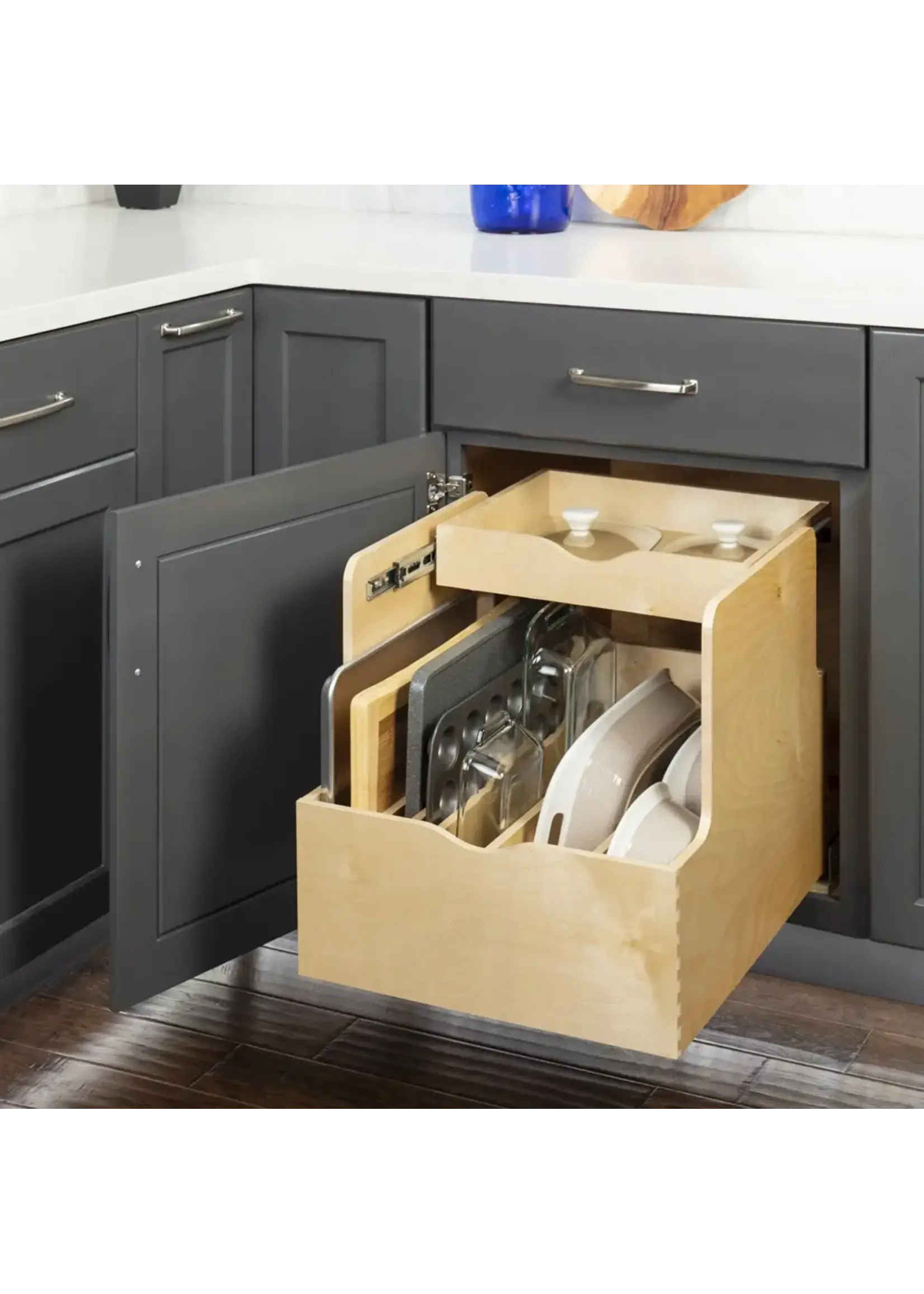 Hardware Resources Wood Double Drawer Cookware Rollout