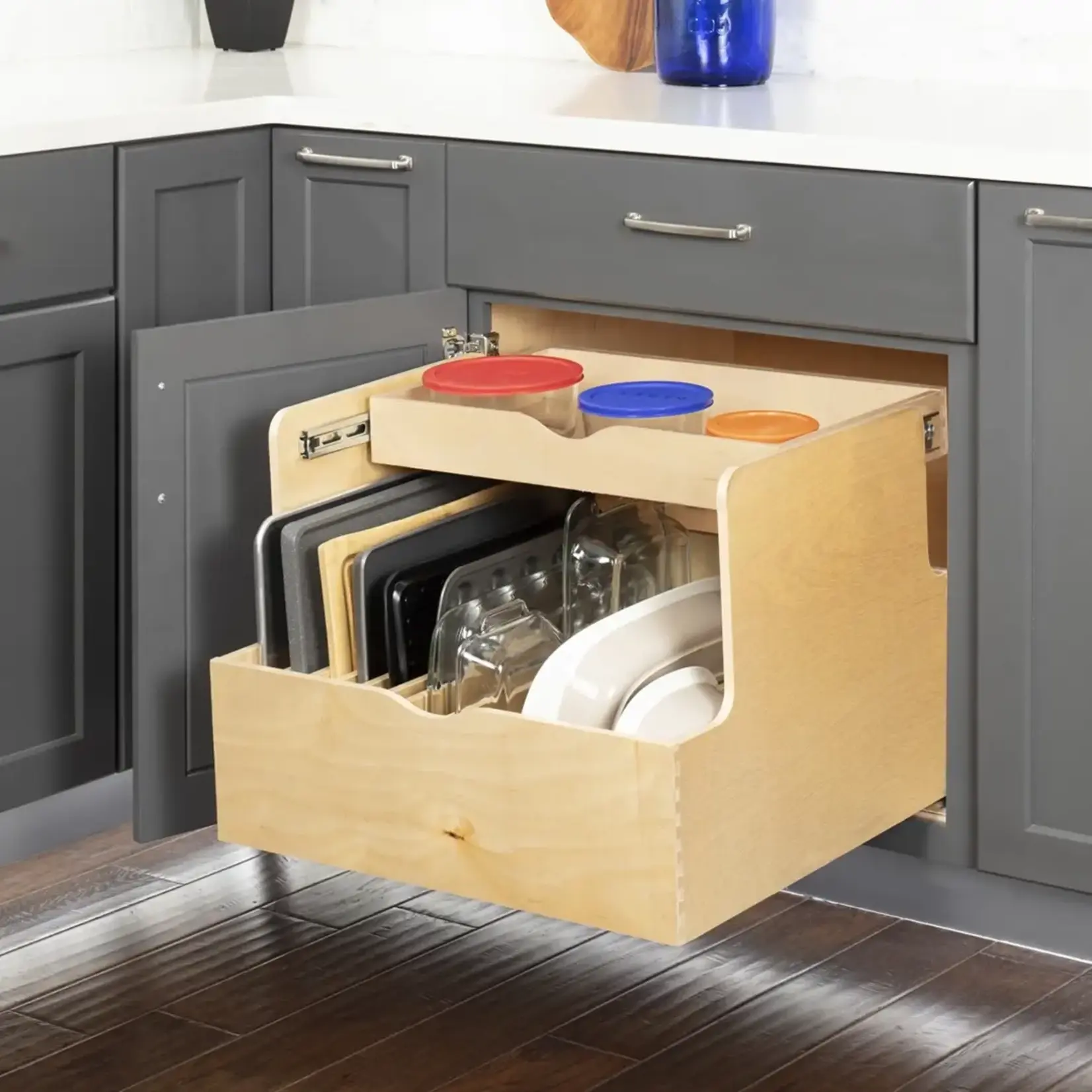 Hardware Resources Wood Double Drawer Cookware Rollout