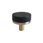 Emtek Select Conical Knurled Cabinet Knob Satin Brass and Flat Black - 1 1/4 in