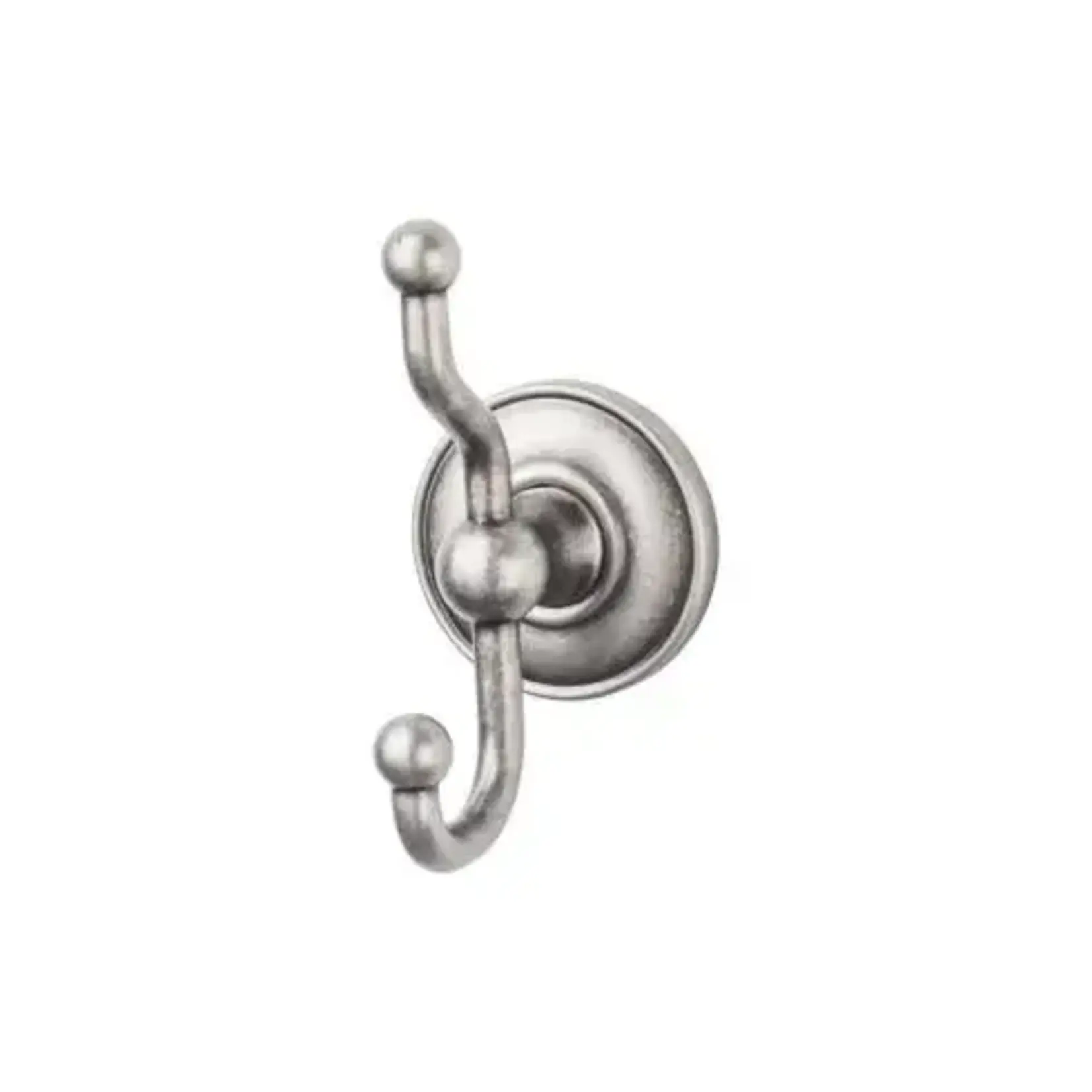 Top Knobs Edwardian Bath Double Hook Plain Backplate Antique Pewter 5 Inch