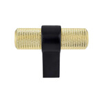 Berenson Radial Reign Knurled T-Knob Modern Brushed Gold and Matte Black - 2 in