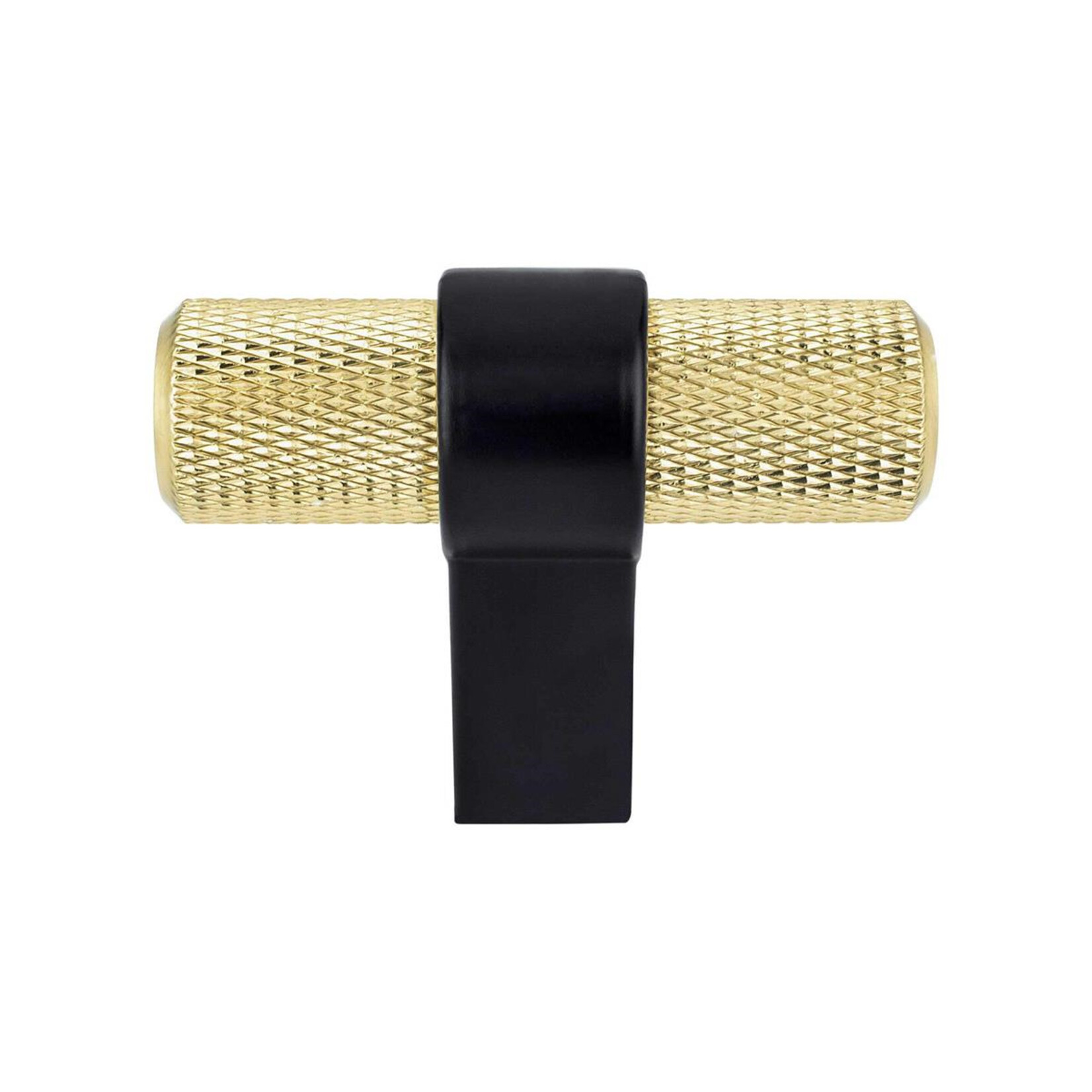 Berenson Radial Reign Knurled T-Knob Modern Brushed Gold and Matte Black - 2 in