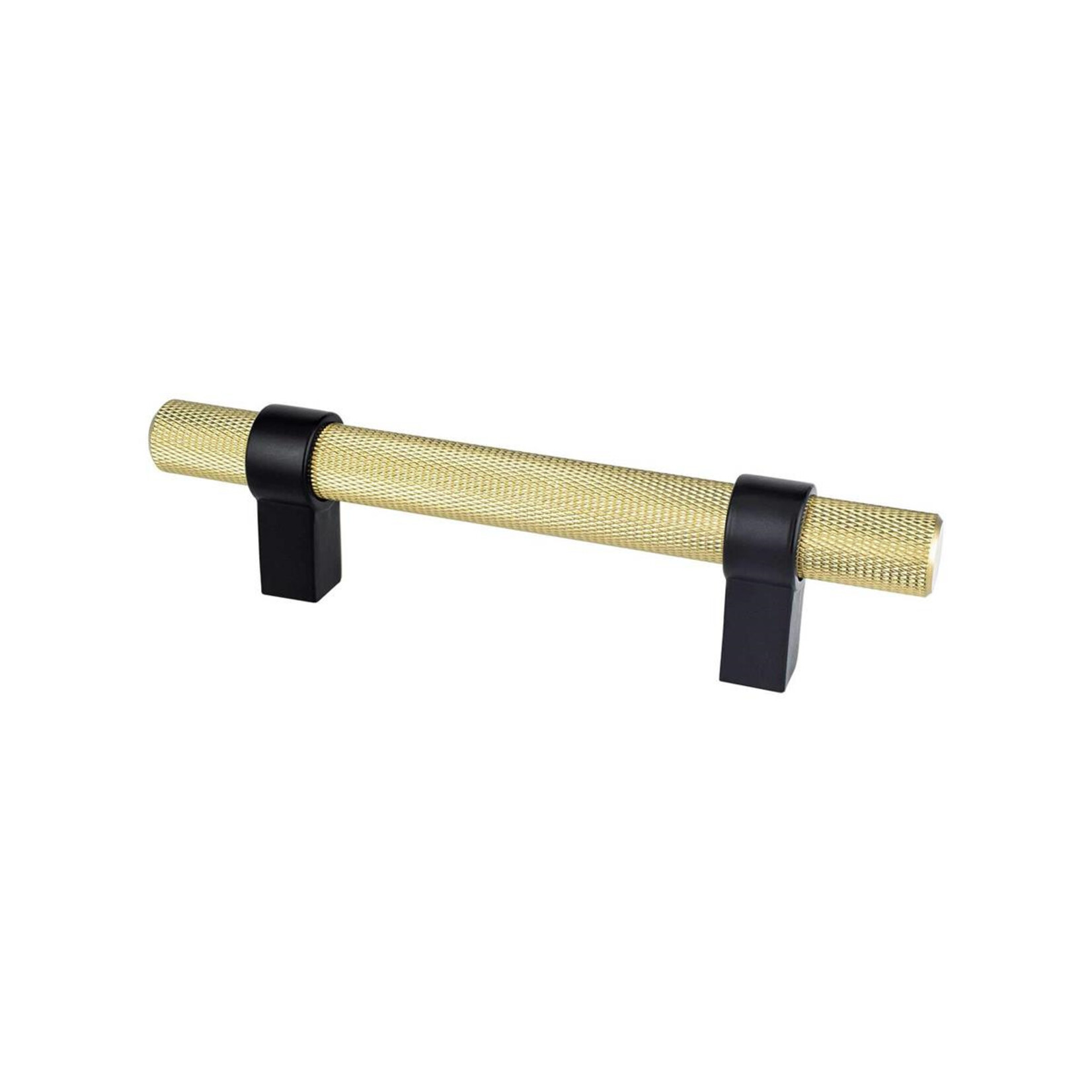 Berenson Radial Reign Knurled Pull Modern Brushed Gold and Matte Black - 3 3/4 in