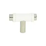 Zanzibar White Leather Knob Brushed Nickel 1 7/8 Inch