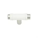 Zanzibar White Leather Knob Polished Chrome 1 7/8 Inch