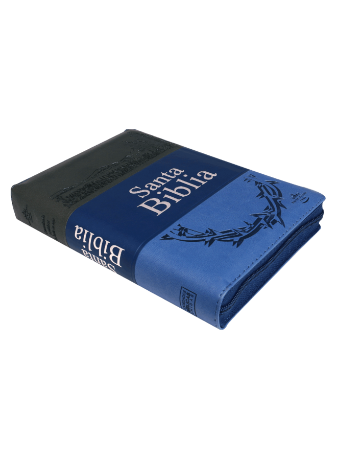 BIBLIA RVR60 GRIS AZUL CORONA