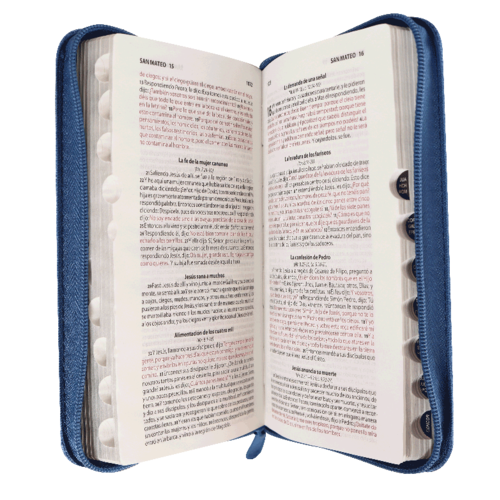 SOCIEDAD BIBLICA BIBLIA RVR60 AZUL CON CIERRE CON INDICADORES