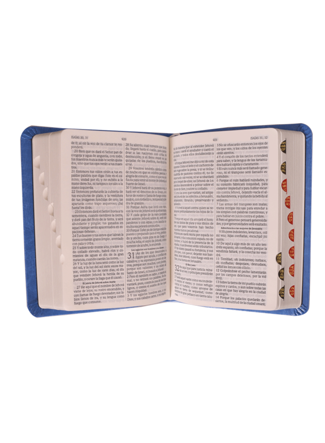 SANTA BIBLIA RVR60 BOLSILLO INDICADORES AZUL