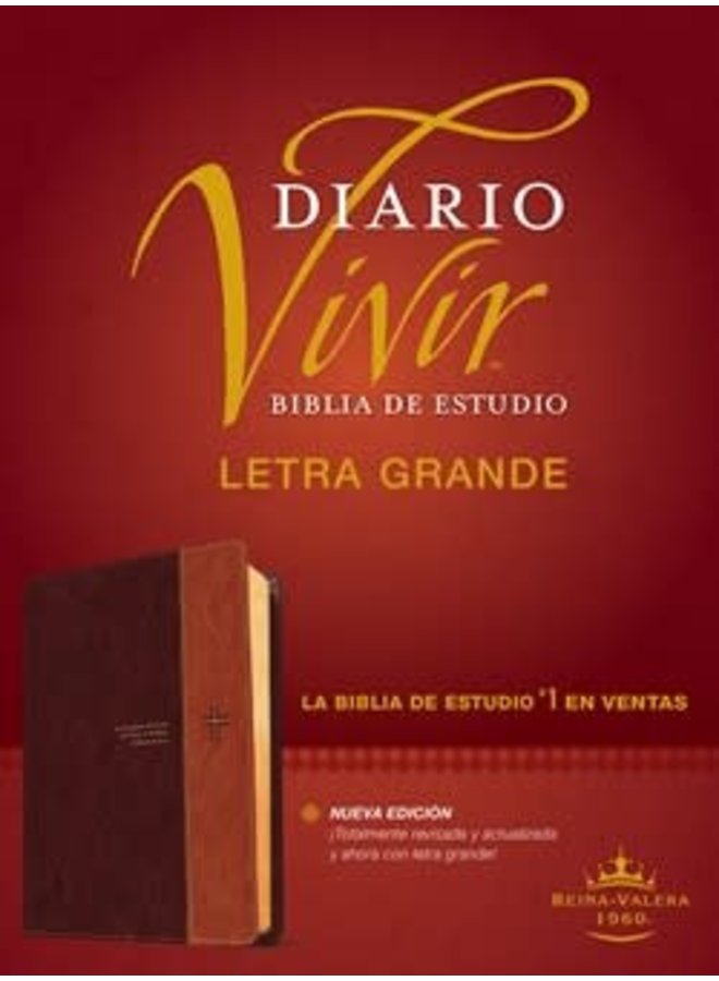 BIBLIA DE ESTUDIO DEL DIARIO VIVIR RVR60, LETRA GRANDE (LETRA ROJA, SENTIPIEL, CAFE/CAFE CLARO)
