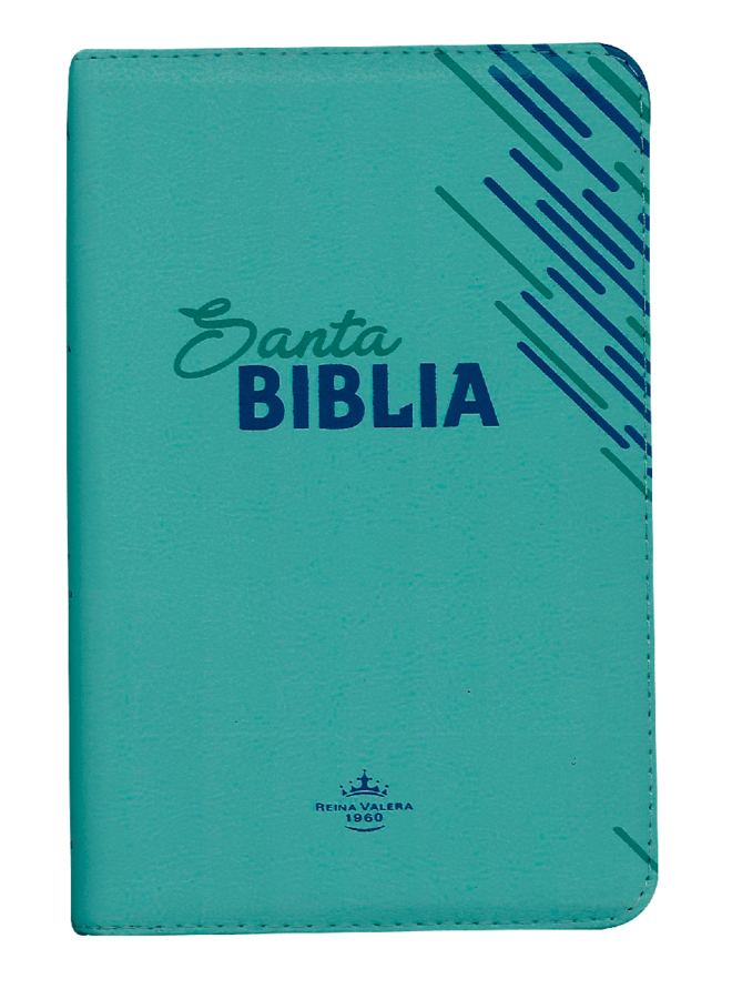 SANTA BIBLIA RVR60 LETRA GRANDE CON CIERRE, IMITACION PIEL, VERDE AQUA