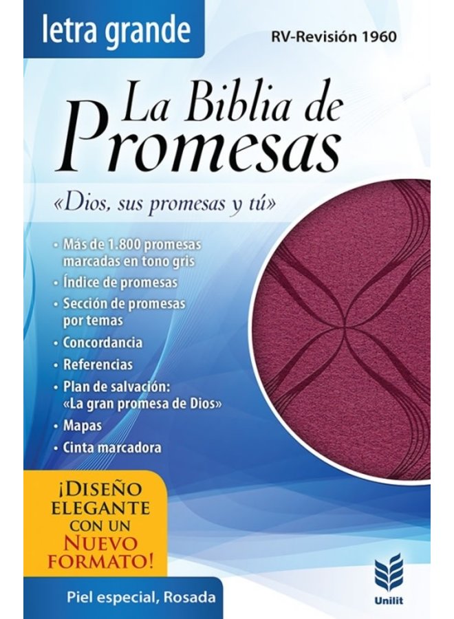 BIBLIA DE PROMESAS  LETRA GRANDE  PIEL ESPECIAL ROSADA