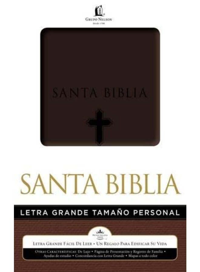 Biblia Tamaño Personal Imitación Piel Cafe Cruz Letra Grande