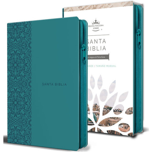 ORIGEN Biblia Reina Valera 1960 letra grande. Símil piel aguamarina, cremallera, tamaño manual ORIGEN Biblia Reina Valera 1960 letra grande. Símil piel aguamarina, cremallera, tamaño manual