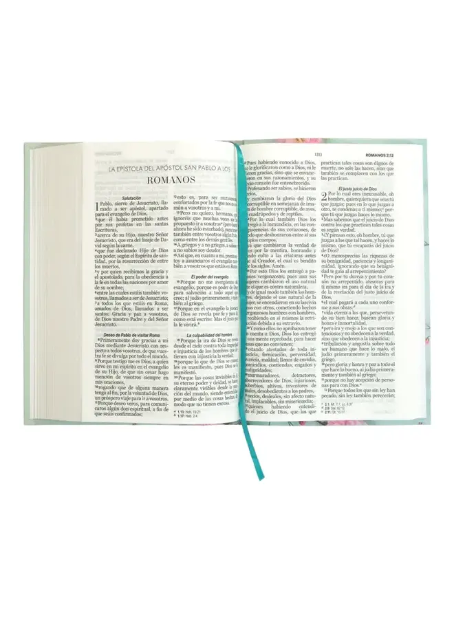 SANTA BIBLIA RVR60 LETRA GRANDE FLORES TURQUESAS