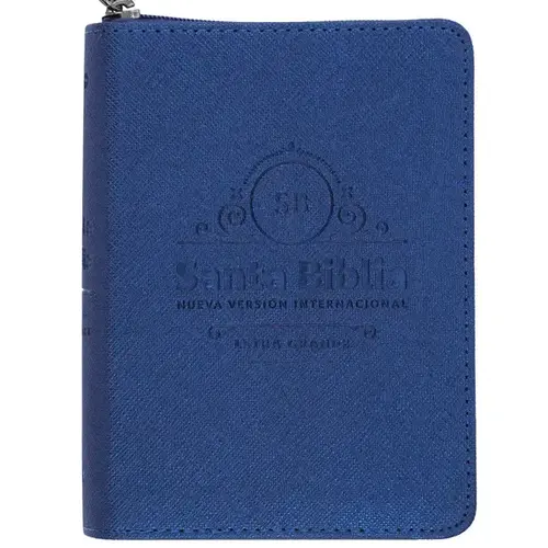 PENIEL Biblia NVI Letra Grande, Tamaño Bolsillo – Zipper - Azul Metalizado