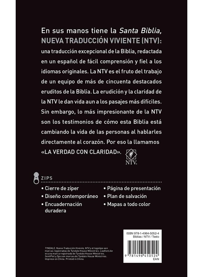 Santa Biblia NTV, Edición zíper, Gris Suave