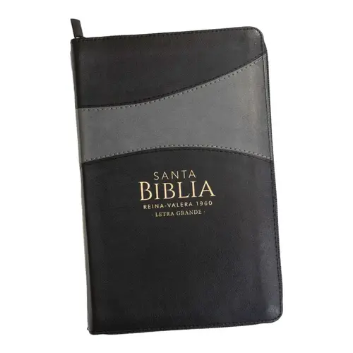 MUNDO BIBLIA Biblia Reina Valera 1960 tamaño manual letra grande 12 puntos Imitación Piel negro/gris con cierre y con índice. Colección bitono MUNDO BIBLIA Biblia Reina Valera 1960 tamaño manual letra grande 12 puntos Imitación Piel negro/gris con cierre y con índice. Colección bitono
