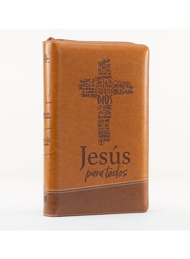 Santa Biblia de Promesas RVR-1960, Jesús para todos, Letra Grande / Tamaño Manual, Piel especial, Café